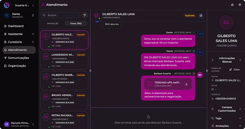 Imagem da plataforma - módulo Atendimento