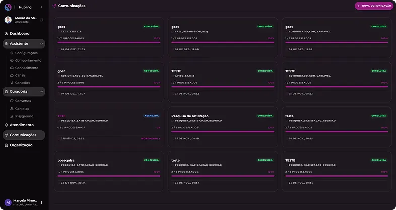Imagem da plataforma - módulo Comunicações